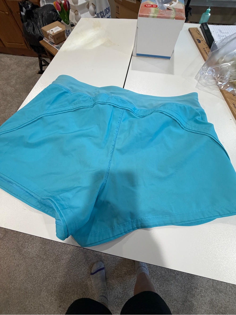 Lands' End Aqua Blue Athletic Shorts with Comfort Waistband